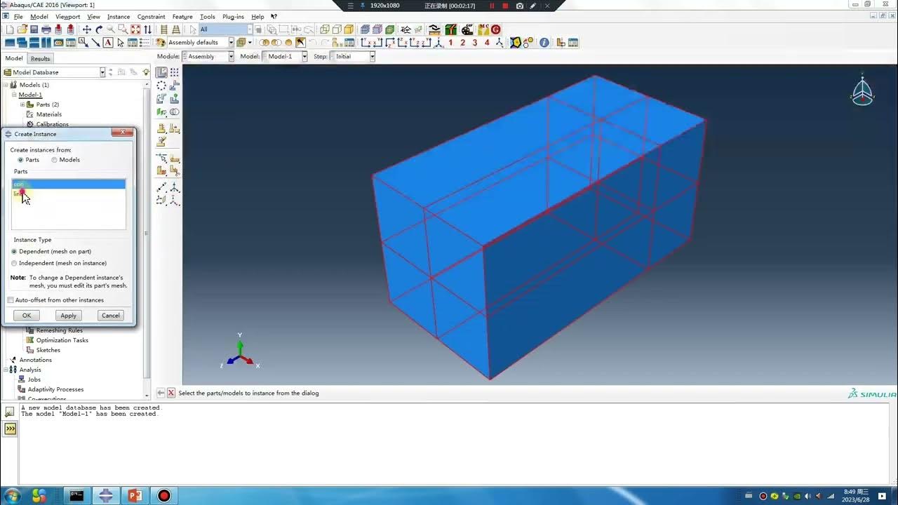 # 115 Abaqus Tutorial# Same node point between line and solid - YouTube