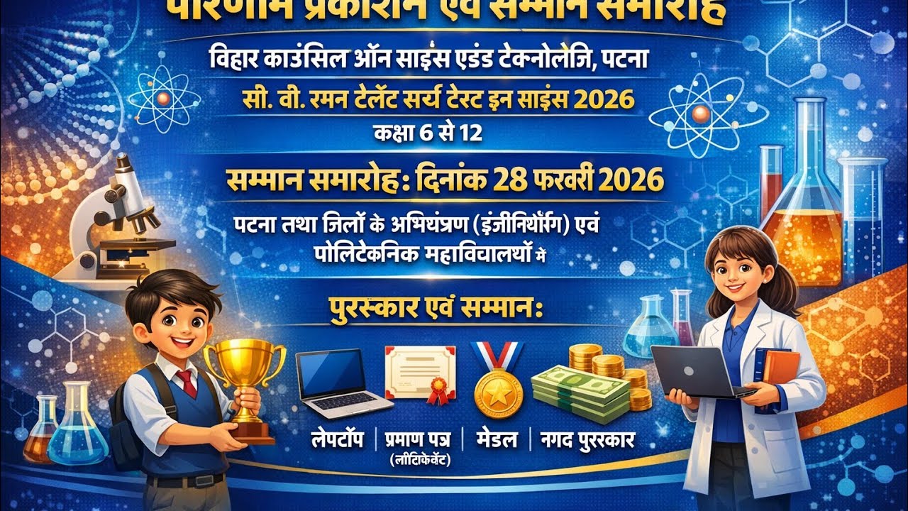 Result annouced of CV Raman Talent Search Test in Science 2026