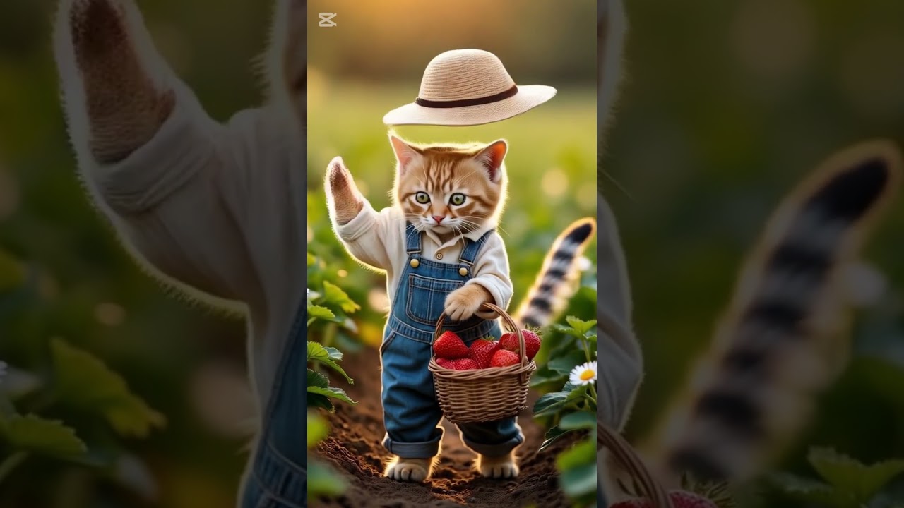 "A Cat Picking Strawberries? You Won't Believe This! 🤯✨"