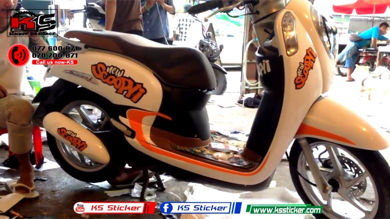 New Honda Scoopy I Modified Stickers Wrapping At KS In CAMBODIA By