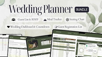 Aesthetic 6-IN-1 Wedding Planner Bundle with Advanced Seating Charts 💖 Google Sheets Template | DEMO
