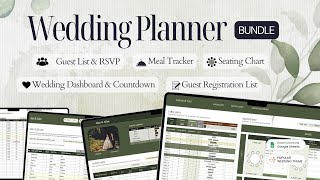 Aesthetic 6-IN-1 Wedding Planner Bundle with Advanced Seating Charts 💖 Google Sheets Template | DEMO