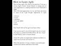 How do you learn Agile: Some Unknown tips and tricks
