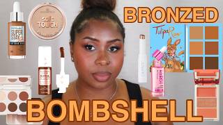 BRONZED BOMBSHELL MAKEUP USING DRUGSTORE PRODUCTS | CURRENT BROW ROUTINE !