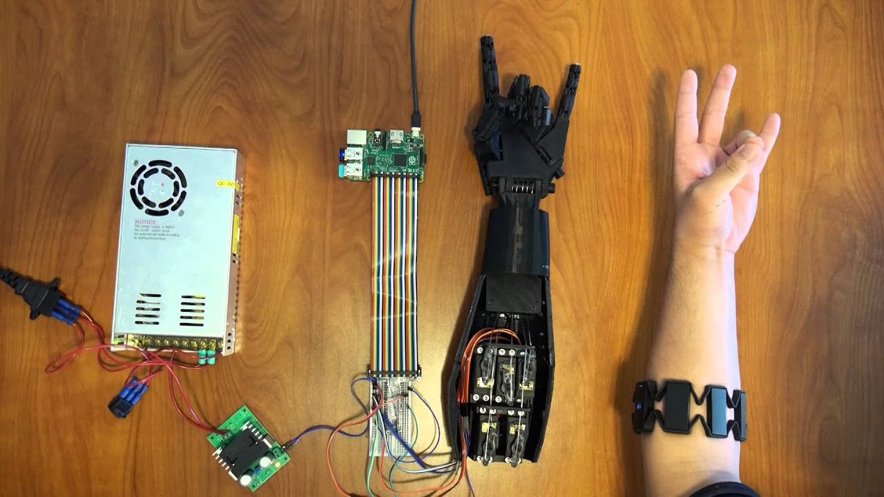 3D Printed Controllable Prosthetic Hand via EMG - YouTube