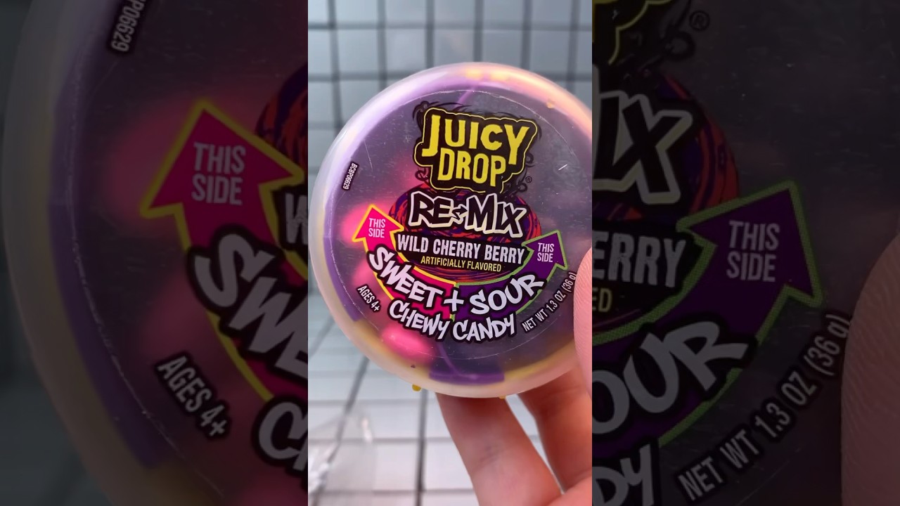 Juicy drop chewy candy remix sweet sour gummy jelly food mukbang