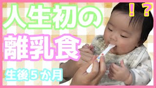 【生後５か月】初めての離乳食！お粥よりスプーンがおもしろい！