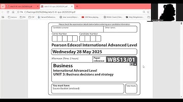 Edexcel IAL Business Unit 3 May 2025
