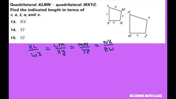 Given similar quadrilaterals find side lengths in terms of r, s, t, u, v