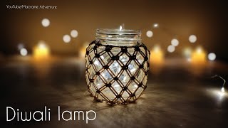 DIY Macrame on a jar || Diwali lamp decor