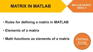 Matrix in MATLAB | Video 3 | How to write a matrix in MATLAB