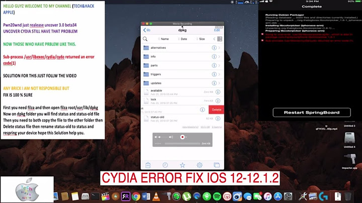 Lỗi sub-process /usr/libexec/cydia/cydo returned an error code 255 ios 12