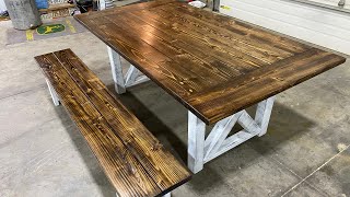 Building A Farmhouse Style Dining Table and a Matching Bench