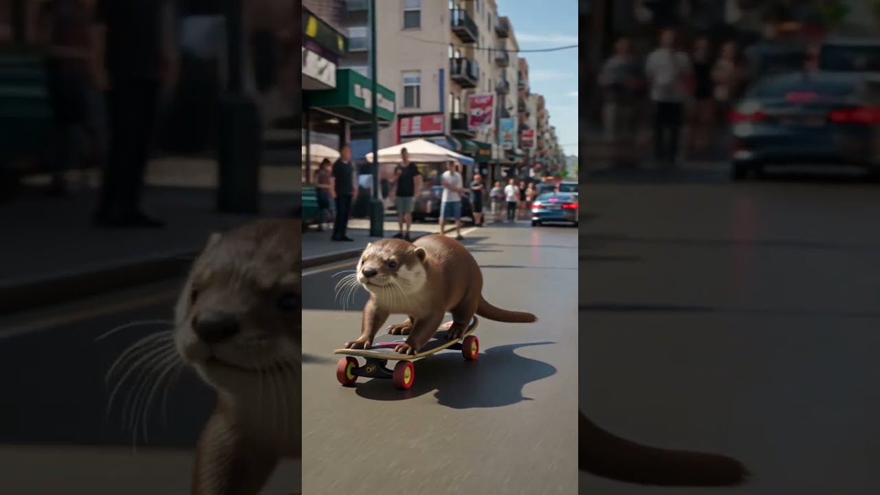 Mochi The Otter – Skateboarding Adventure in the City 🦦🛹✨ 