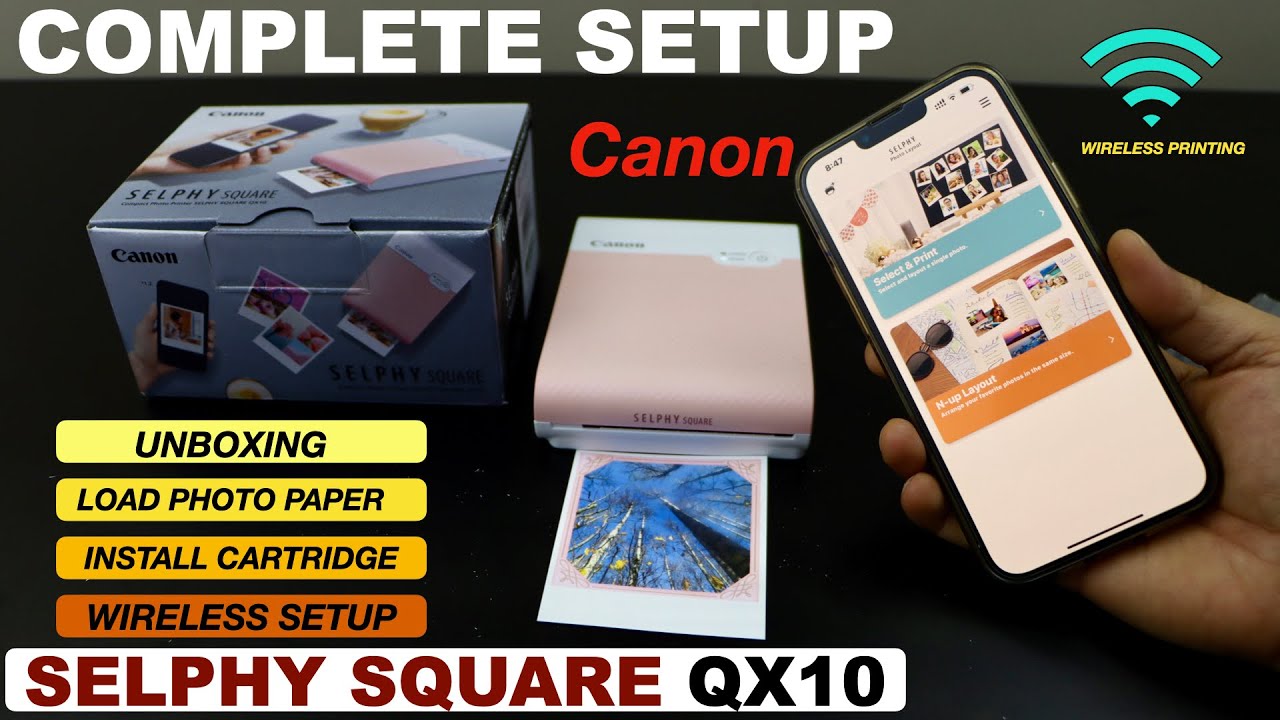 Canon Selphy Square QX10 Setup, Unboxing, Install cartridge, Loading