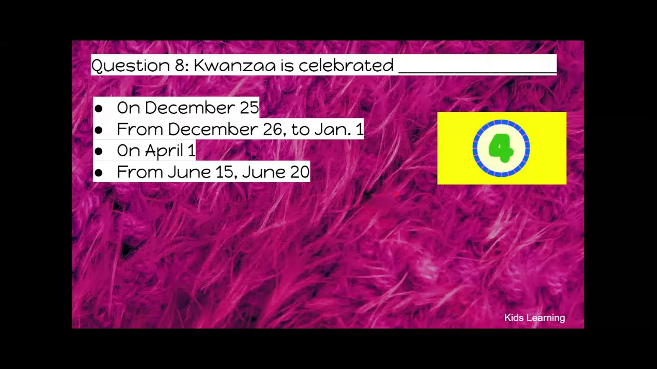Kwanzaa (African American Holiday quiz)/ quiz for kids/Gk for kids