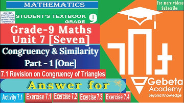Grade 9 Maths Unit 7Congruency & Similarity Part 1  SSS, SAS, ASA, RHS Explained