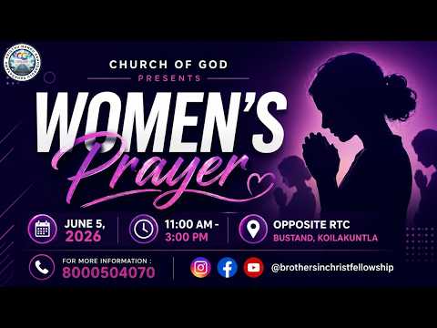 ||Women's Fasting Prayer||Live||Y.Rajesh||#brotherinchristfellowship