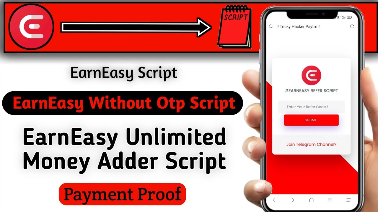 EarnEasy Unlimited Refer Bypass Script !! EarnEasy Without Otp Unlimited Refer Bypass Script !!