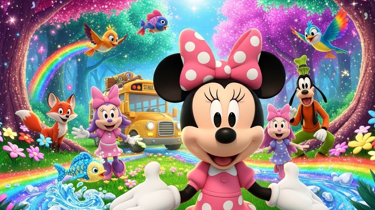 “Minnie Mouse’s Magical Forest Adventure 🌳✨ | School Friends & Yellow Bus Fun | 3D Kids Cartoon”