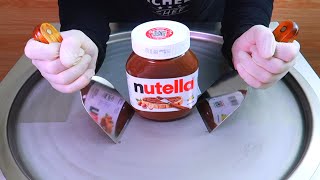 Nutella ice cream rolls street food - ايسكريم رول على الصاج نوتيلا