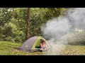 SOLO OVERNIGHT CAMPING IN THE FOREST – RELAXING IN THE TENT WITH THE SATISFYING SOUND OF NATURE–ASMR