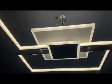 Люстра біла 74W стельова з пультом світлодіодна (87-1027 WH+BK), видео 1