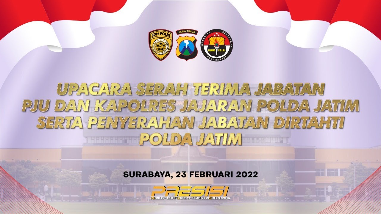 upacara serah terima jabatan PJU dan Kapolres jajaran Polda Jatim