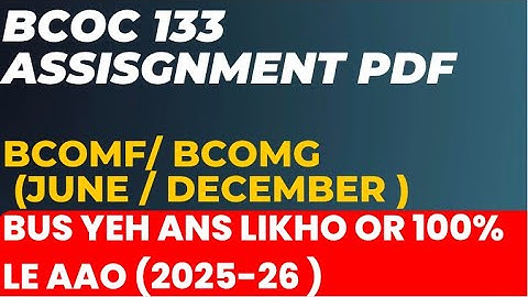 Bcoc 133 solved assignment in English medium 2025-26  | Bcoc 133 assignment questions answers 2025