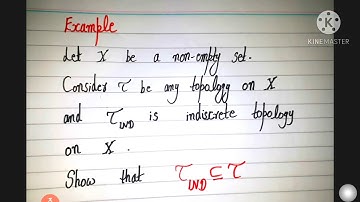 MTH634 Topology  Example B Indiscrete Topology is a subset of T on X