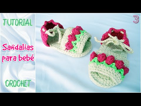 Sandalias de verano - TODOS LOS TALLES (Parte 3) CROCHET bebé paso a paso -