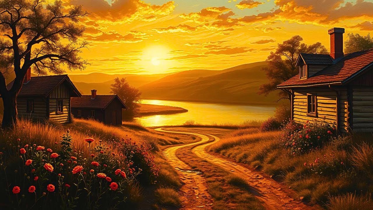 TURN YOUR TV INTO ART | 2HR VINTAGE COUNTRYSIDE SUNSET ART FOR YOUR TV | COZY AMBIENT ART SLIDESHOW