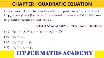 quadratic jee main 2020 7 january shift 2 BY RS SIR
