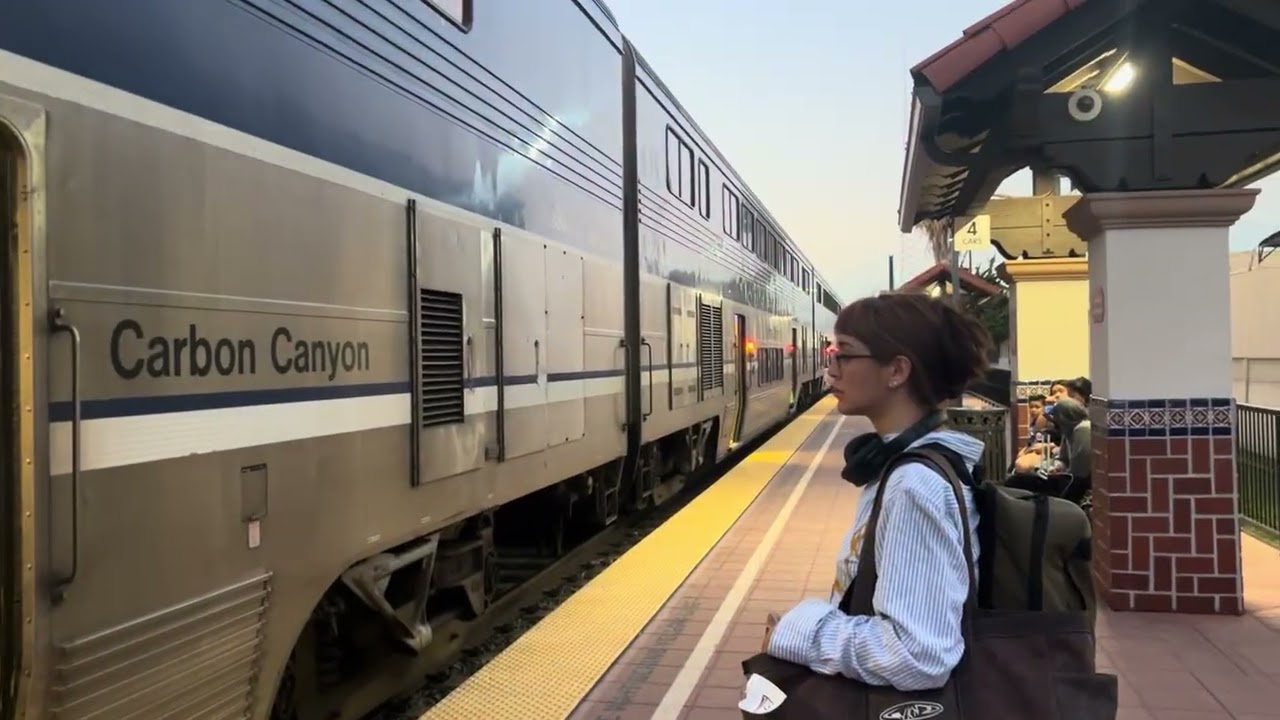 Amtrak 584 meets Amtrak 785 at Santa Ana train station ft. P42dc phase 154 on 2/28/26