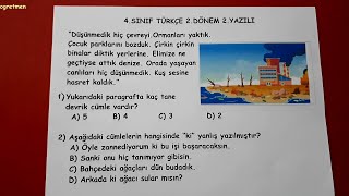 4 Sınıf Türkçe 2 Dönem 2 Yazılı Inıf Ürkçe Ilı Şfet 