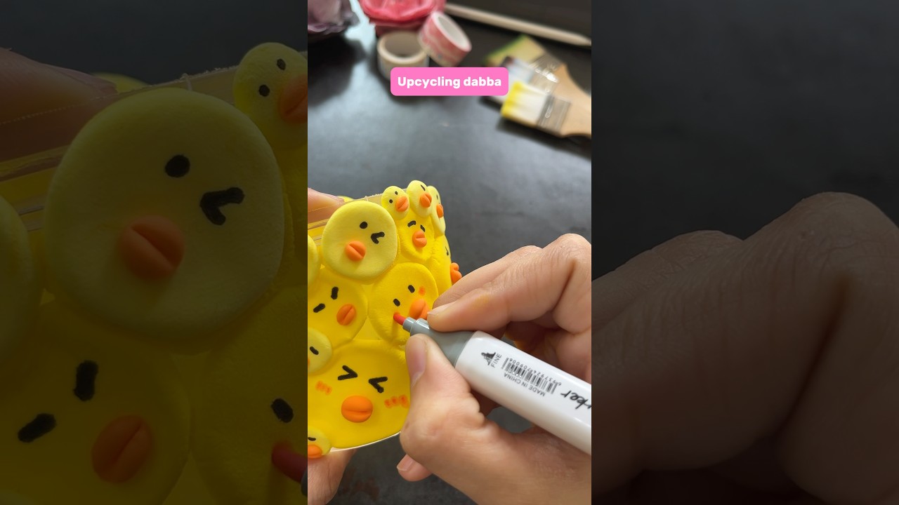 Upcycling waste | pinterest style pen stand 🐣 #art #diy #softclay # #penstand #clay #ytshort