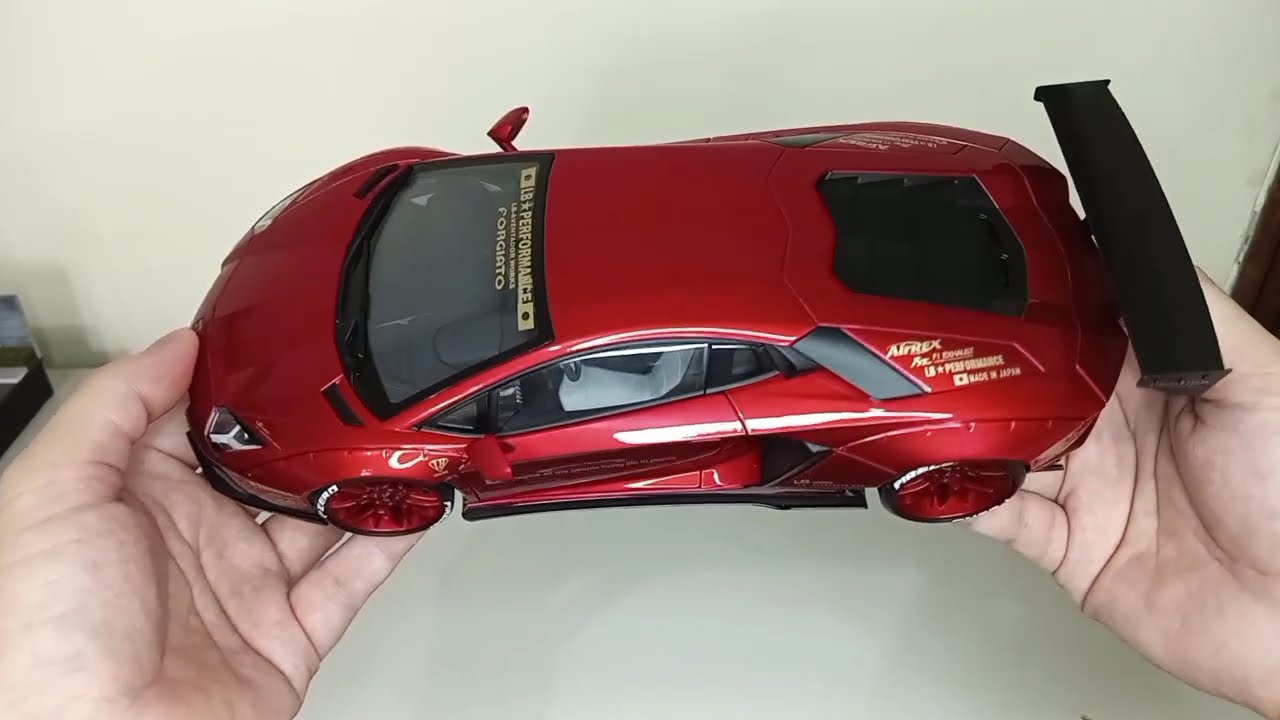Review Autoart Lamborghini Aventador LBWK LB Walk Red Color 1:18
