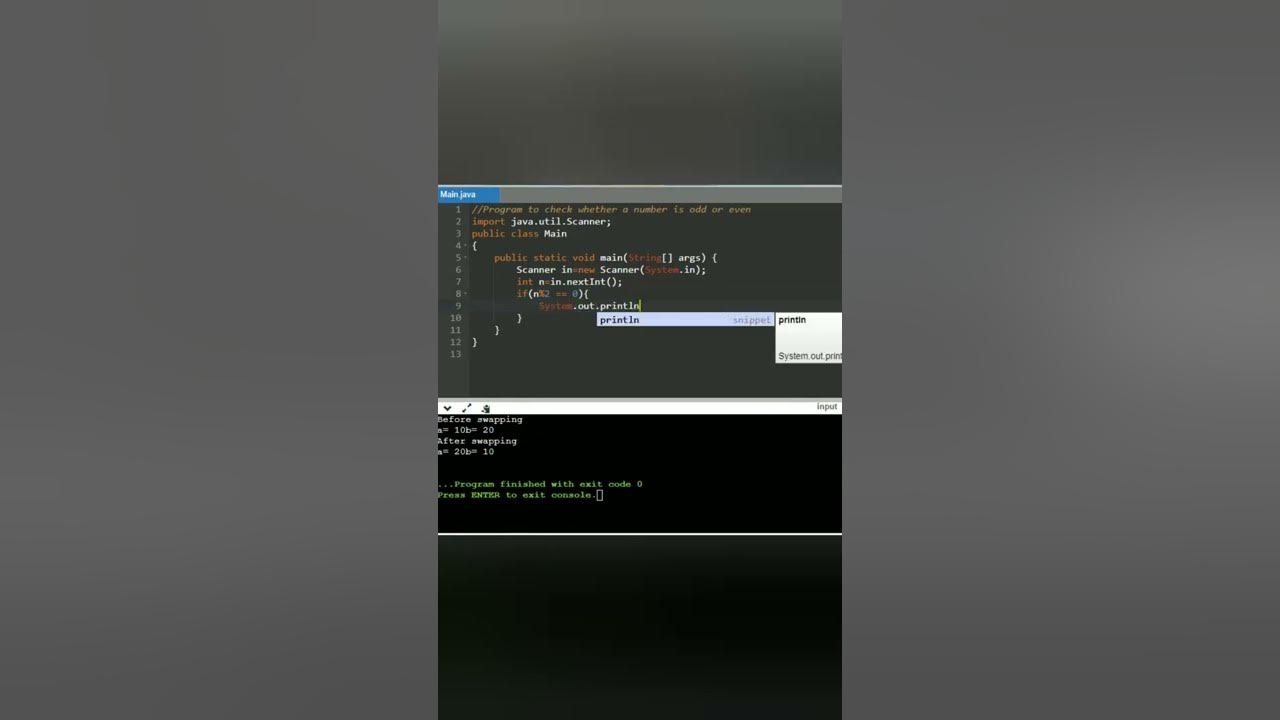 Program to check whether a number is odd or even#java#coding# ...