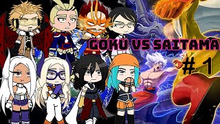 Mha | Pro Heroes React To Goku Vs Saitama || Part 1