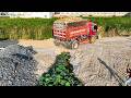 CONNECTED STEP BY STEP LANDFILL PROJECT! Skills Dozer Pushing Stone Into Flooded &amp; Dump Truck 5ton