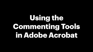 Acrobat Commenting Tools