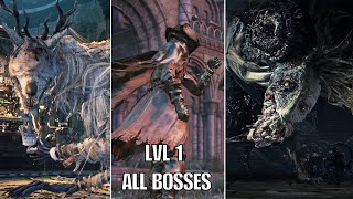 Bloodborne - All Bosses [ Lvl1 Waste of Skin (BL4), No Damage/Hits, Solo ] (With cutscenes)
