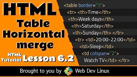 HTML Tutorial - Chapter 6.2 - Table Horizontal Merge
