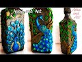Peacock Bottle art-DIY//Clay art on Glass bottle//bottle art//peacock