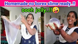 ஜாலி!//போரக்ஸ் இல்லாமலே slime வந்துருச்சு//homemade no borax slime/Mugi liquid slime/@madhushankar5667