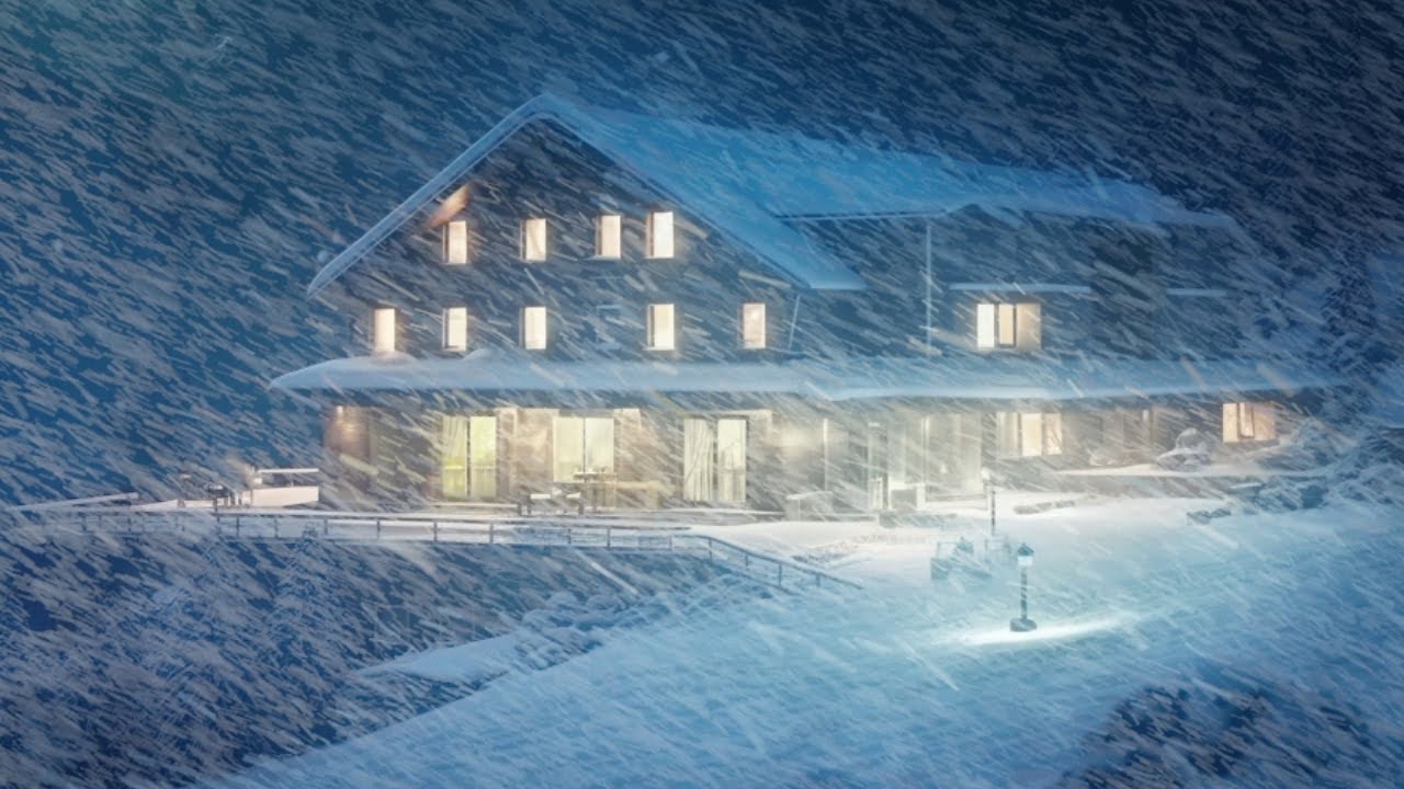 Blizzard in a Mountain Village┇Howling Wind & Blowing Snow┇Frosty Wind ...