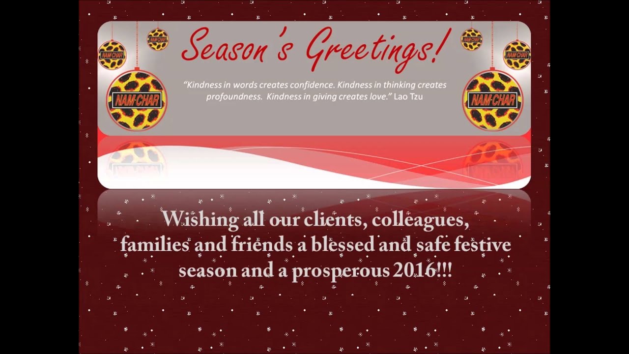 Seasons Greetings from Namchar!