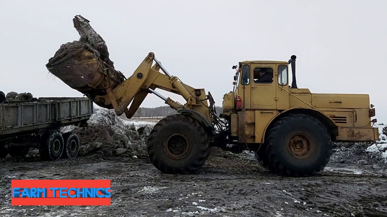 Трактора Кировец в работе. Погрузчик и бульдозер. МТЗ-1221 И КамАЗы на ...