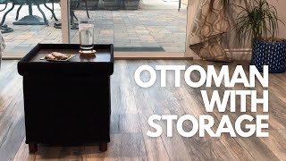 15 Inches Storage Ottoman With Wooden Legs