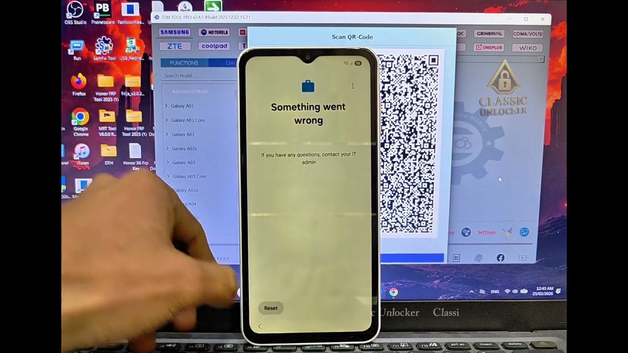 Samsung A16 SM-A165F Android 15. UI 7.0 FRP Lock 🔐 Bypass Easy Way Only Scan QR Code TSM Tool Pro ✅